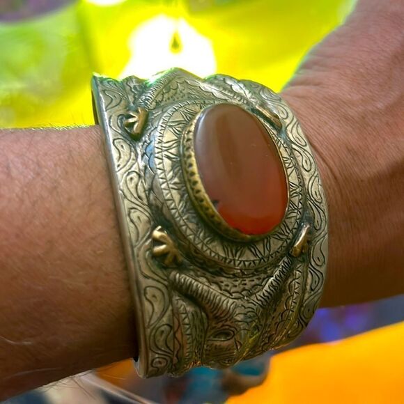 Turkemann Carnelian Tribal Cuff Bracelet - Picture 1 of 4